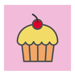 Cupcake icon Vector Simple Design