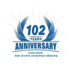 102 years logo design template. 102nd anniversary vector and illustration.