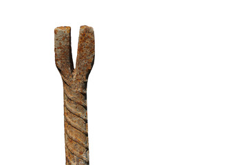 Iron, crowbar, that is rusted through use isolated on white with clipping path 