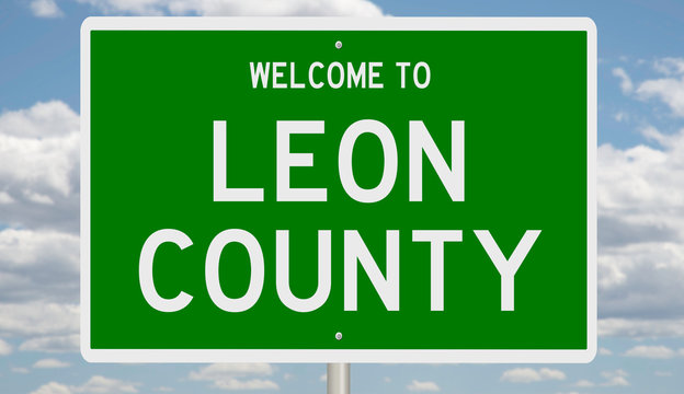 Rendering of a green 3d highway sign for Leon County