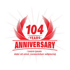104 years logo design template. 104th anniversary vector and illustration.