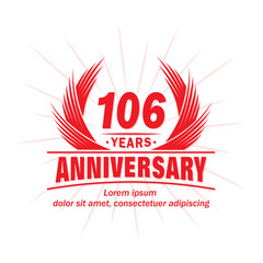 106 years logo design template. 106th anniversary vector and illustration.