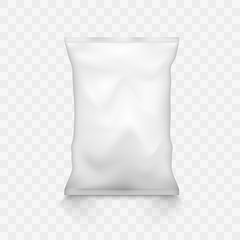 White Empty Plastic Snack Bag Packaging Mockup