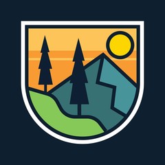 simple logo badge nature design, for t-shirt prints, patches, emblems, posters, badges and labels and other uses