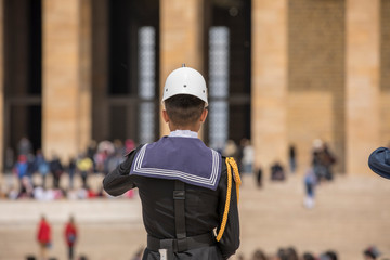 ANKARA, TURKEY - MAY 10, 2017: Anitkabir in Ankara, The guard shift ceremony, Turkey in a beautiful summer day