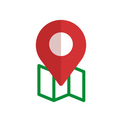 Location pointer icon. Pin map. Red color. Vector illustration.