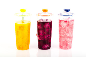 Set of plastic bottles for drinking liquids