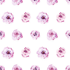 Watercolor seamless pattern with romantic pink and white roses. Loose watercolor flowers. S Ideal for textile, gift wrapping paper, apparel, home decor. Hand drawn background. Botanic Tile