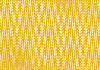 背景：青海波 市松模様 波 海 市松 伝統 和風 和柄 図案 壁紙 テクスチャー 金 屏風