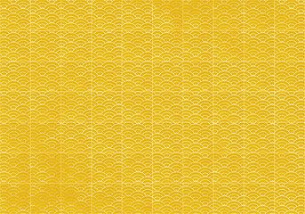 背景：青海波 市松模様 波 海 市松 伝統 和風 和柄 図案 壁紙 テクスチャー 金 屏風