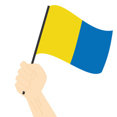 Hand holding and rising the maritime flag to represent the letter K Vector Illustration