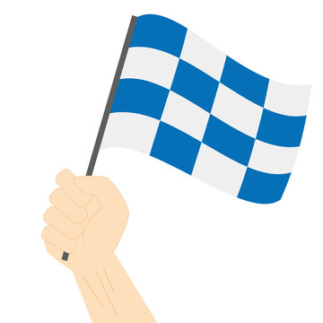 Hand holding and rising the maritime flag to represent the letter N Vector Illustration