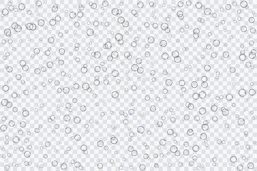 Air bubbles, oxygen, champagne crystal clear, isolated on a transparent background of modern design. Vector illustration of EPS 10.