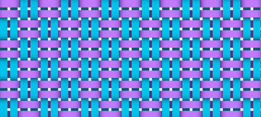 Blue purple checkered wicker background. Bright braided pattern	