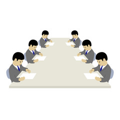 紙を使ったアナログな会議風景