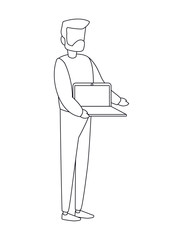 Isolated avatar man with laptop vector design