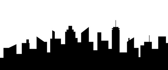 Modern city silhouette. Black and white vector illustration.