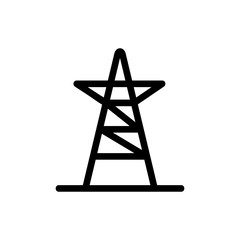 high voltage tower icon vector. A thin line sign. Isolated contour symbol illustration