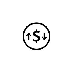 Change price black outline icon. Clipart image isolated on white background