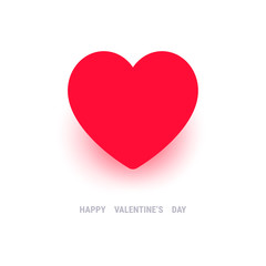 Red heart. Happy Valentine's day text, romance simple gift, love symbol, greeting card, Vector illustration, banner