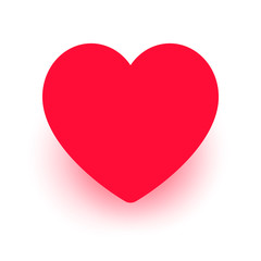 Red heart sign. Love sign icon, Design element for romance Valentine's day card, banner. Vector illustration with shadow