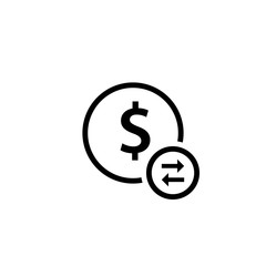 Cost transaction outline icon. Clipart image isolated on white background