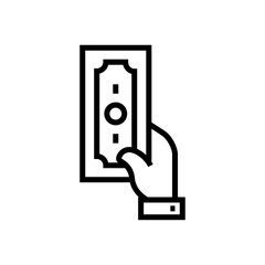 Payment by cash icon simple flat outline illustration
