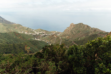 Fototapeta na wymiar Winding mountain road in Anaga Mountains Taganana Tenerife, Canary island