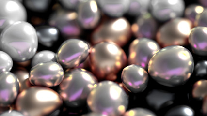 Beautiful background with beads, particles and simulation. 3d illustration, 3d rendering.