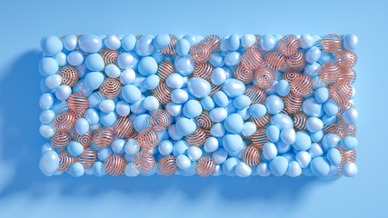 Beautiful background with beads, particles and simulation. 3d illustration, 3d rendering.