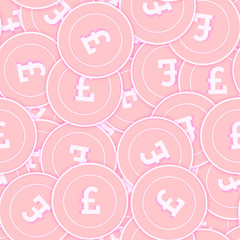 British pound copper coins seamless pattern. Encha