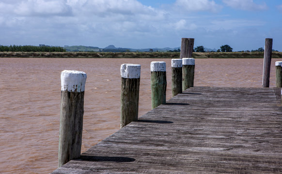 Dargaville New Zealand. Harbor. Jett at the Wairoa river. North Island.