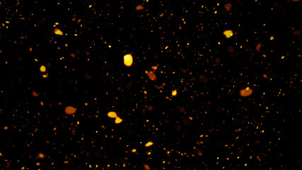 Fototapeta na wymiar Abstract glittering stars on isolated black background. Motion blur shimmer bokeh texture overlay.