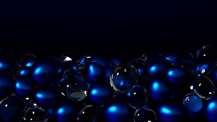 Beautiful background with beads, particles and simulation. 3d illustration, 3d rendering.