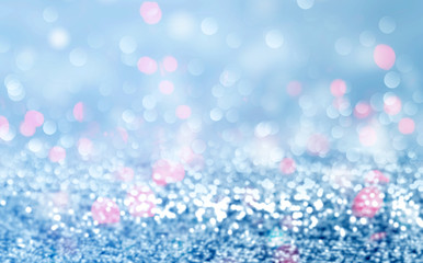 Abstract background. Defocused lights of the night city. Brilliant festive background with neon...