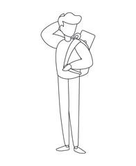 Obraz premium Isolated avatar man with laptop inside bag vector design