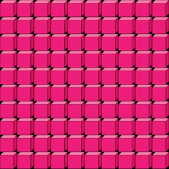Vector pink seamless background with 3d squares