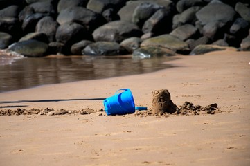 golden sand on the artificial beach of the island of Madeira