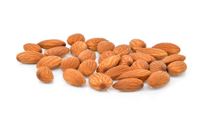 group of almonds isolated on white