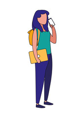 Isolated avatar woman with laptop and smartphone vector design