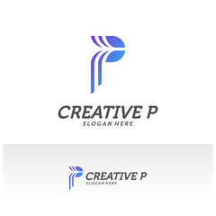 Abstract letter P logo icon for corporate identity design isolated, Creative P logo design template vector