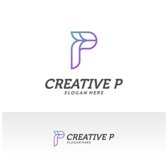 Abstract letter P logo icon for corporate identity design isolated, Creative P logo design template vector