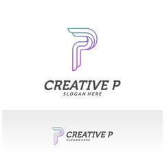 Abstract letter P logo icon for corporate identity design isolated, Creative P logo design template vector