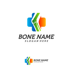 Bone Plus logo. Healthy bone Icon. Knee bones and joints care protection logo template. Medical flat logo design. Vector of human body health. Emblem symbol.