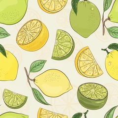 Store enrouleur sans perçage Citrons Motif citron et citron vert. Fond de vecteur vert juteux. Collection d& 39 été.