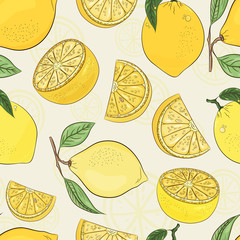 Citrus pattern. Lemon juicy wallpaper. Summer fresh background collection