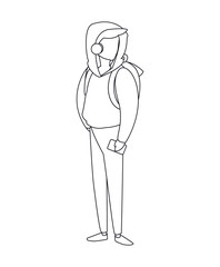 Isolated avatar man with headphone bag and smartphone vector design