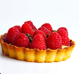 fresh raspberries on white background