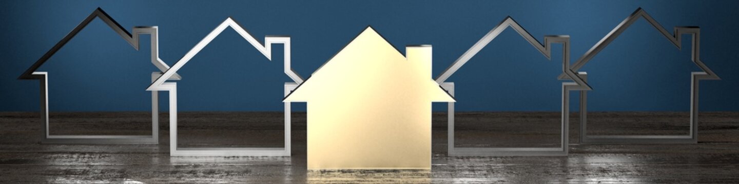 House shape - real estate concept - 3D rendering