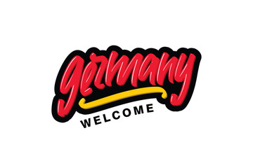 Welcome to Germany lettering text. Vector illustration logo text for webpage, print and advertising.